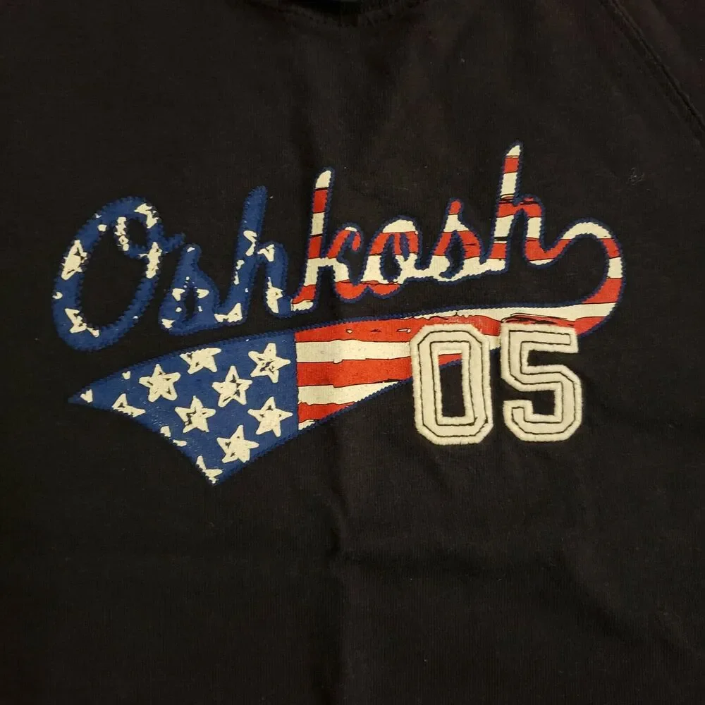 Oshkosh Boys Size 5 T-Shirt Navy Patriotic Holiday July 4th Short Sleeve 05